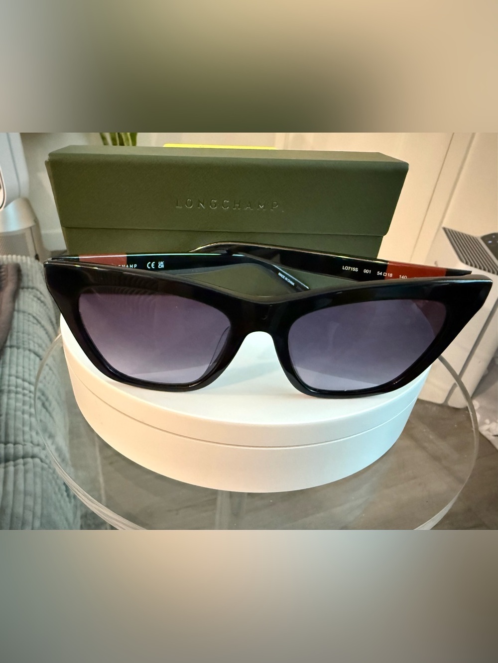 Longchamp Men's Black Sunglasses with Dark Gradient Lenses